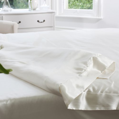 Jasmine Silk 100% Mulberry 19MM Charmeuse Silk Duvet Cover (IVORY) (KING 225cm x 220cm + 7cm border)