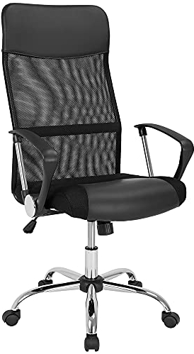 Casaria® Bürostuhl Ergonomisch Hohe Rückenlehne Härtegradeinstellung 46-60cm Sitzhöhe Wippfunktion Lenden- und Kopfstütze Büro Schreibtisch Dreh Stuhl