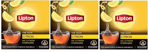 Lipton Tè Nero - Limone - 20 Premium le bustine di tè a forma di piramide in una Scatola [Confezione da 3]