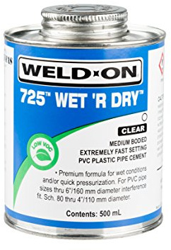 500ml WELD ON WET & DRY 725 SWIMMING POOL PVC-U PLASTIC PIPE CEMENT