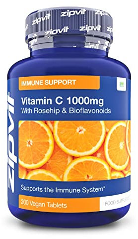 Zipvit Vitamin C 1000mg, 180 High Strength Vitamin C Tablets with Rosehip & Bioflavonoids, Vegan VIT C Supplement, Supports The Immune System and Reduction of Tiredness and Fatigue