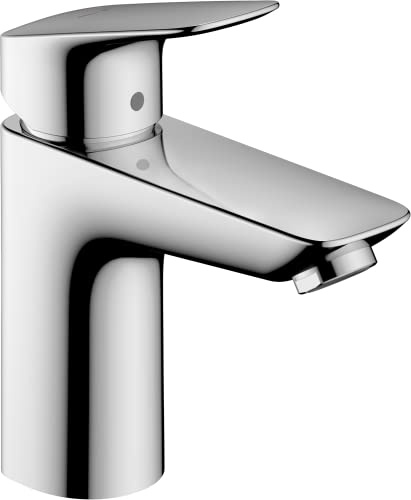 hansgrohe Logis - Waschtischarmatur ohne Ablauf, energiesparend (CoolStart), Wasserhahn Bad mit Auslauf Höhe 93 mm, Mischbatterie Waschbecken wassersparend (EcoSmart), Chrom, 71103000