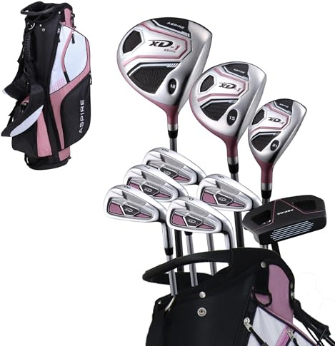 Aspire XD1 golfklubbor för kvinnor, komplett set, inkluderar förare, Fairway, Hybrid, 6-PW järn, putter, stativväska, 3 H/Cs, ultralätta grafitaxlar, golfklubbor kvinnor högerhänta, finns i 3