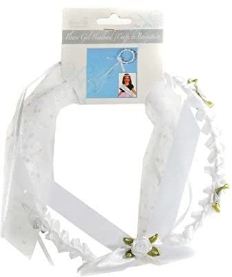 Haarreif Blumenkranz Haarkranz Kommunion Blumenmädchen Hochzeit weiß mit Röschen