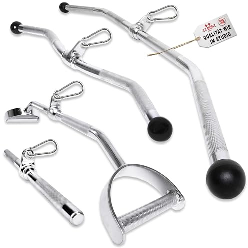 C.P.Sports Latzugstange, Hufgriff, SZ-Griff, Bizeps-Trizeps-Stange | Verschiedene Griffvariationen | Vollstahl Chrom – Studioqualität | Latziehen, Curls, Krafttraining, Fitness, Gym
