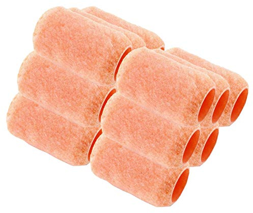 Wideskall Reusable Paint Roller Cover Refill 4 x 3/8 inch Nap Woven Polyester Washable PVC Plastic Core (Pack of 12)
