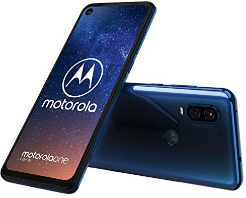 motorola one vision Dual-SIM Smartphone (6,3-Zoll-FHD+-Display, 48-MP-Sensor, 12-MP- + 5-MP-Dual-Kamera, 128 GB/4 GB, Android 9) Blau + Schutzcover