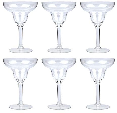 YöL 6x margarita cocktail glass clear plastic reusable home picnics BBQ summer party