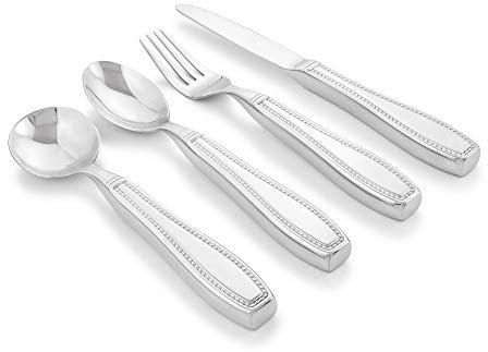 Celley Gewichtetes Besteck, 200 g, 4-teiliges Edelstahl-Besteck-Set mit Messer, Gabel und Löffel für Tremor