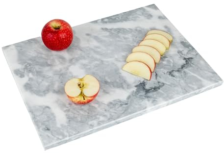 Homiu White Marble Chopping Board | Size 40 x 30 x 1.5cm | Heat Resistant Worktop Protector for Kitchen | Non-Slip Cutting Board | Hard-Wearing Chopping Board Marble | Easy to Clean