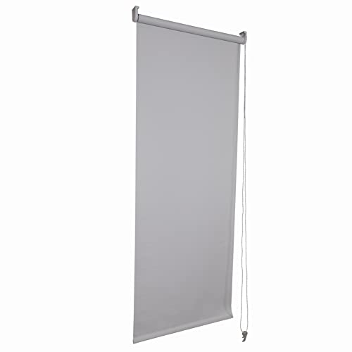 Funky Gadgets Roller Blinds Thermal Blackout Roller Blind, Easy Fit Child Safe Trimmable UV Protection Home Office Window Blinds, Grey Blind (90cm Wide X 165cm Drop)