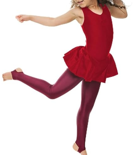 BODYWEAR LTD Flickor kjol Sissy trikåer – glänsande nylon – bekväm – prestandakläder – dansklass väsentlig – balett – shower, dansklasser, uniformer och gymnastik, Röd, 13-14 Years