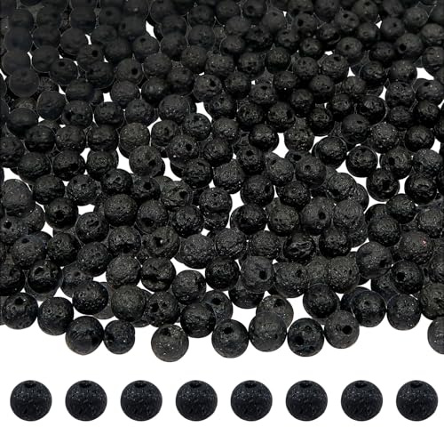 TOAOB 580 Stück 4 mm Schwarz Natürliche Lavasteine Runde Chakra Perlen für die Herstellung von Schmuck Zubehör Basteln Charms