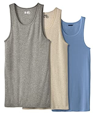 KingSize Men's Big & Tall 3-Pack Ribbed Cotton Tank Undershirt - 3XL, Assorted Colors