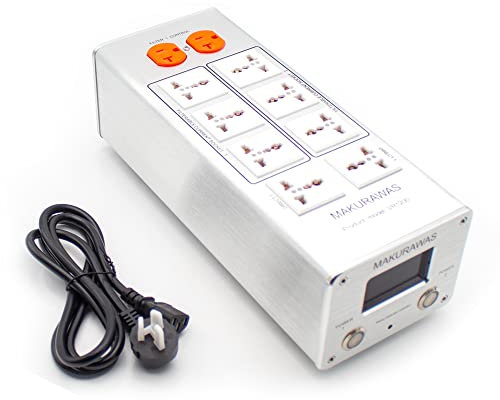 AC100-240V Audio Power Purifier Lautsprecher Power Filter Störung Resistente Steckdosen Rauschunterdrückung Power Boards 15A 3000W (Anzeige von Spannung/Strom/Leistung/Stromverbrauch, Silber)