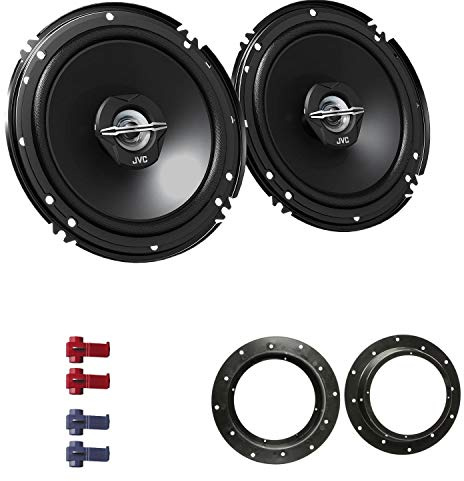 JVC CS-J620X Auto Lautsprecher 16,5 cm mit Einbauset passend für VW Volkswagen Caddy ab 2003 Türen vorne 600 W 165mm 2 Wege Koax