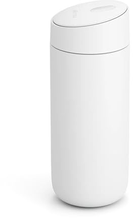 Fellow Carter Coffee Travel Mug 16 oz, Ceramic Lined, Leak-Proof | Vacuum Insulated Stainless Steel Tumbler, Hot 6h Cold 6h, Dishwasher Safe, Reusable Coffee Cup, Slide Lid, Matte White