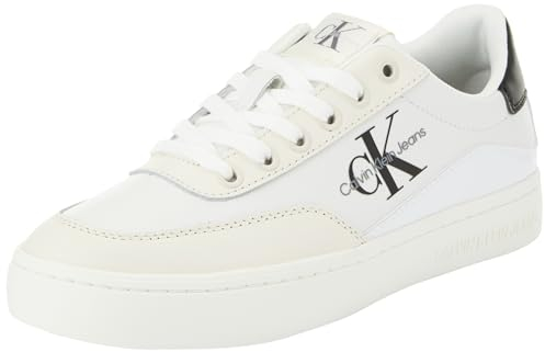 Calvin Klein Jeans Classic Cupsole Low Lace LTH ML YW0YW01296, Zapatilla con Suela Mujer, Blanco (Bright White/Black), 39 EU