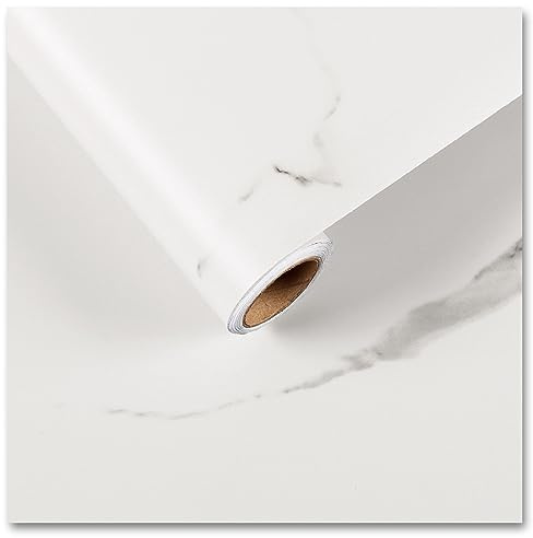 CRE8TIVE tjock vit marmortapet 30 cm x 900 cm