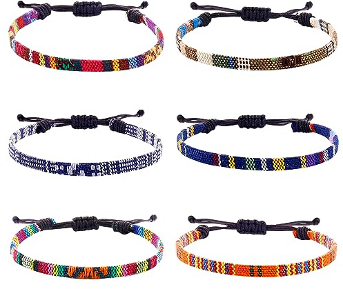 KIYSI 6 Pcs Boho Bracelets for Women Adjustable Friendship Bracelet Woven Bracelets Surf Bracelet for Men Women