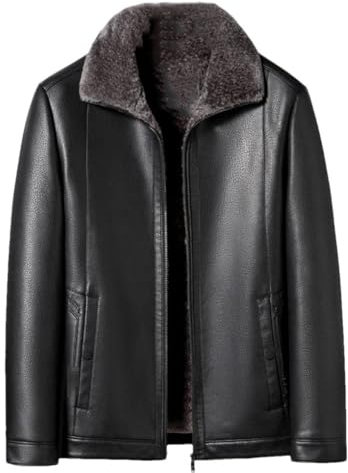 Baumwolle Schaffell Jacke Für Herbst Und Winter Männer Dicke Fleece Mäntel Mann Motorrad Jacke Tops, 2265-Schwarz, M
