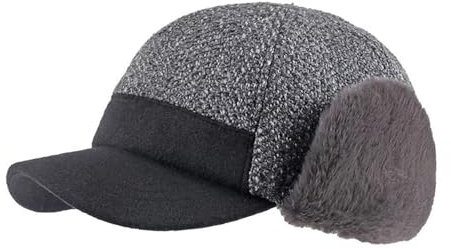 MUYAN Wintermütze Baseball Cap mit Ohrenklappen Full Cap für Männer Frauen Warme Outdoor Freizeit Winterkappen (Baumwolle und Polyester, Grau)