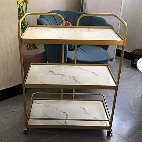 FLYIFE Mobiler Speisewagen Für Restaurants, Schiebe-Speisewagen, Hotel-Weinwagen, Speise-Beistellwagen, Bar-Produktionswagen/Argento/3 Layer