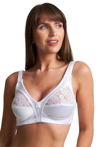 ShopMCR Women’s Non-Wired Full Cup Lace Non-Padded Underwear Bra - Woman Firm Control Soft Full Coverage Cups Bra with Adjustable Straps Everyday Bra (White, 36D)