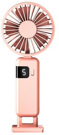 Fenteer Ventilador Plegable de 90 Grados, Ventilador de Cuello Colgante, Refrigeración, 5 Vientos, Miniventilador de Mano Ajustable, Ventilador de Mesa para S, Rosa, Individual