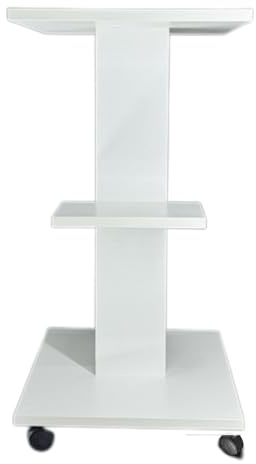 Falegnameria Matonti - Carrello con Ruote Girevoli 75x38x38 cm in Legno Bianco con 1 Ripiano Portaoggetti e una Mensolina 25x12.5 cm - Ideale per Estetista - Mobiletto Multiuso - Made in Italy