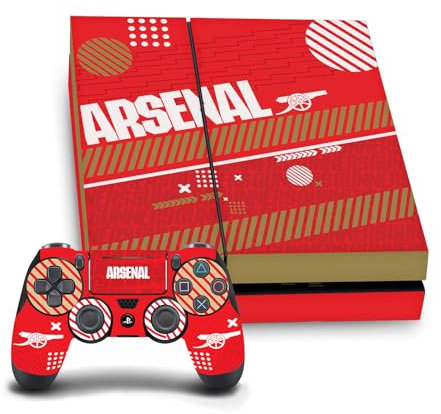 Head Case Designs Officially Licensed Arsenal FC Red and Gold Logos Vinyl Sticker Gaming Skin Decal Cover Compatible With Sony PlayStation 4 PS4 Console and DualShock 4 Controller Bundle
