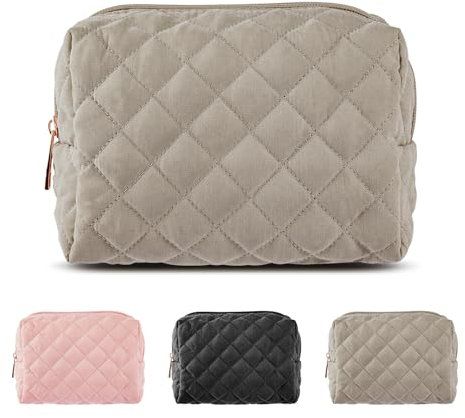 MAGEFY Kosmetiktasche Kleine Make up Tasche Cord Schminktasche mit Fächern Reise Reise Make up Tasche für Frauen, Khaki