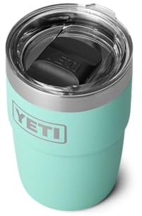 YETI Rambler 8 oz (236 ml) Stackable Cup with Removable Magslider Lid, Stainless Steel Vacuum Insulated Coffee Cup, Seafoam