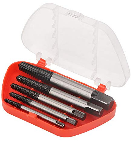 Extraktor für Beschädigte Schrauben, 5 Stück, Hochwertiger Chrom-Vanadium-Stahl, Zum Entfernen Gebrochener Schrauben, Bolzen und Stehbolzen, Elektrische Bohrmaschine oder
