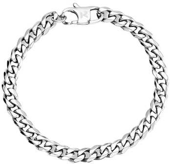 kohlenstoff 12 Cuban Bracelet Armband Silber 6mm für Damen und Herren mit hochwertiger PVD Beschichtung aus Edelstahl
