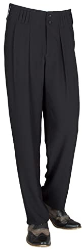 H K Mandel Schwarze Bundfaltenhose im 50er Jahre Stil für Herren. Perfekt für Boogie, Rockabilly Tanz - Vintage Outfits. Ideal für Gesellschaftstanz - Rock’n’Roll. Größe 54