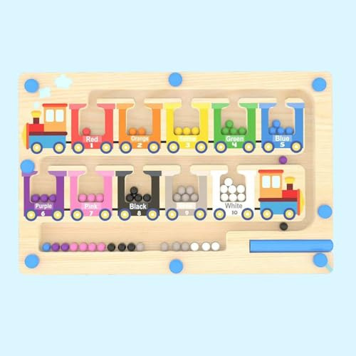 Strehknewen Jeu Montessori Magnétique – Jouet Labyrinthe en Bois pour Motricité Fine et Apprentissage des Couleurs et Chiffres – Cadeau Éducatif 3-6 Ans