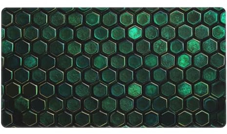 Gaming Mauspad XXL,600 x 300 x 3mm Mousepad Verlängertes Groß Mauspad Schreibtischauflage,Genähte Kanten rutschfeste Gummibasis,Verbessert Präzision Geschwindigkeit Home Office Grünes Polygon L-3654