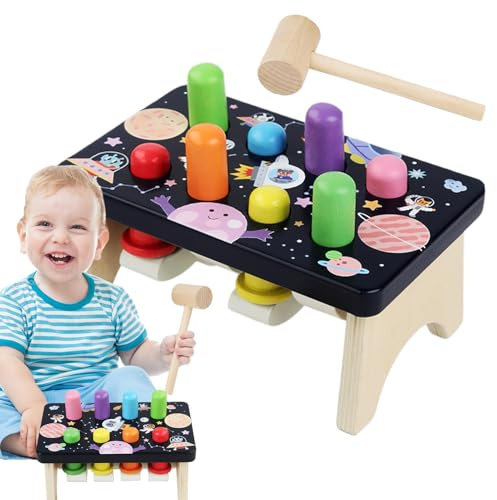 Game de taupe Whack pour les, jeu de taupe Whack pour tout-petit, Banc martelant avec jeu de taupe en bois mallet, jouet de bébé marteau, Toys éducatifs préscolaires de développement pour la maternel