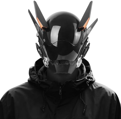 Marikito Futuristische Punk Maske Techwear Cosplay Halbmaske | Verstellbarem Riemen und komfortabler Passform für Erwachsene, Ideal für Cosplay, Halloween, DJ-Partys und Festivals