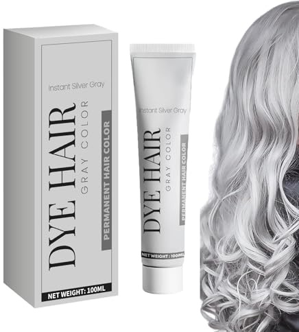 Instant Haarfarbe Grau Silber Haarfarbe Silbergrau Graue Haarfarbe Silber Hair Dye Light Gray Silver Color Cream für Alle Haartypen, 100ml (1PC)