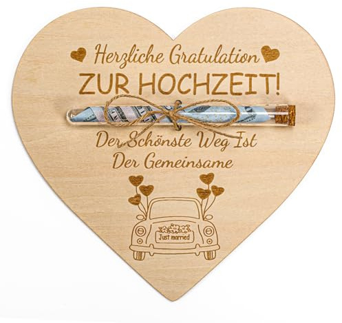 Geldgeschenk Hochzeit, Verpackung für Hochzeitsgeschenk Geld | Holz Hochzeitskarte Geschenkkarte Verpackung mit Reagenzglas,Geldgeschenke zur Hochzeits für Das Brautpaar