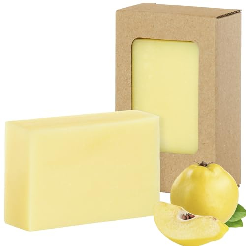 FRIENDS OF® Duschseife Quitte | Vegane Körperseife | reinigt und pflegt die Haut | Handgeschöpfte Gesichts-, Hand- und Duschseife mit Duft | 100g Naturseife