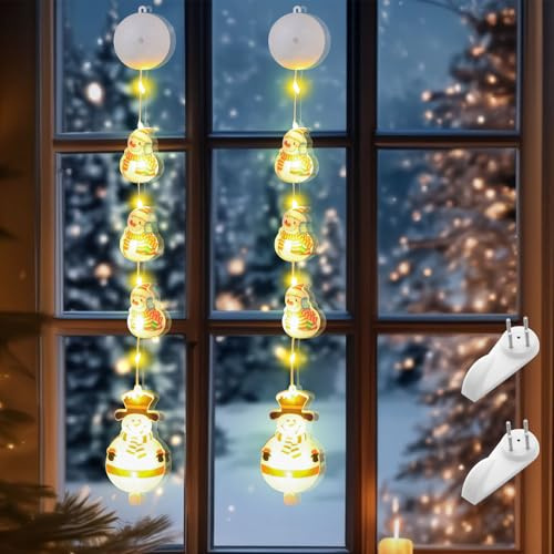 YnewL 2 Stück Fensterdeko Weihnachten LED, Leuchtstern Fenster | Leuchtsterne Weihnachten Fenster mit Saugnapfhaken, Timing Warmes Gelb Licht für Kinderzimmer Hochzeit Party Deko