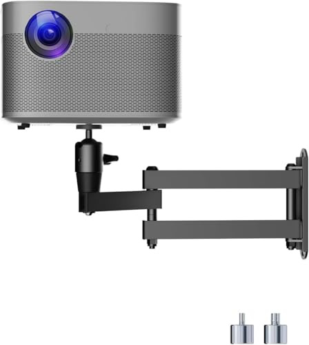 suptek Universal Foldable Projector Wall Mount - Adjustable Bracket for Projectors, Compatible with 1/4, M4 & M6 Screws, Heavy-Duty & Space-Saving Design, Black, MA1330YTPROB