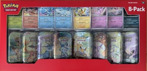 Pokemon TCG: Scarlet & Violet: Prismatic Evolutions Mini Tin with Promo Cards (All 8 Tins) - 2 Packs Per Tin