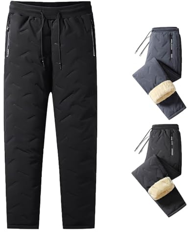 Polar Supply Byxor, polarpants fleece termiska byxor unisex fleecefodrad vattentät byxa vinter tjockare termiska träningsbyxor, Svart – rak, M