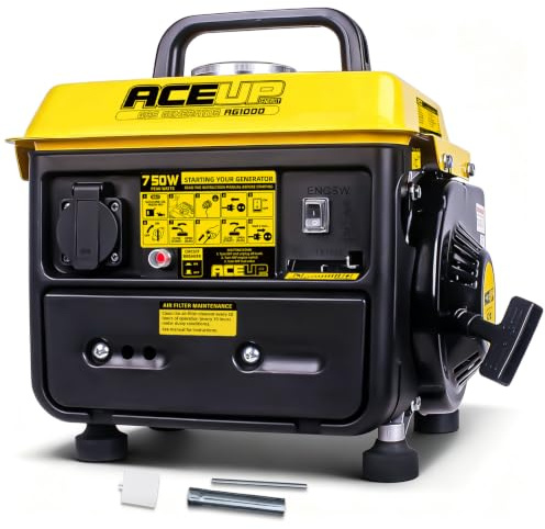 Aceup Energy Generador de gasolina de 750 W, generador portátil de 230 V, 2 tiempos, ultraligero, EURO-V y CE