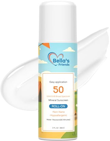 Protezione solare minerale SPF 50 roll-on bambini, viso e corpo, naturale, formato viaggio, rispetta i reef, regalo estate