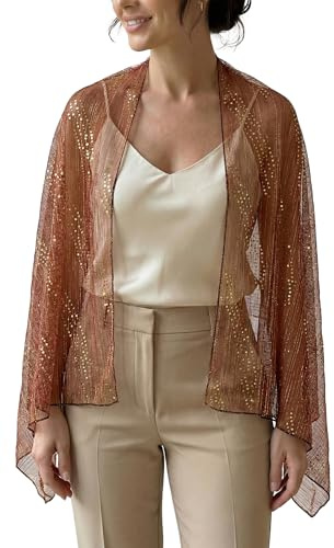 SEAUR Damen Pailletten Schals und Stola Glitzerschals Vintage für Festlich Hochzeit Abendkleider Party 180 * 70cm